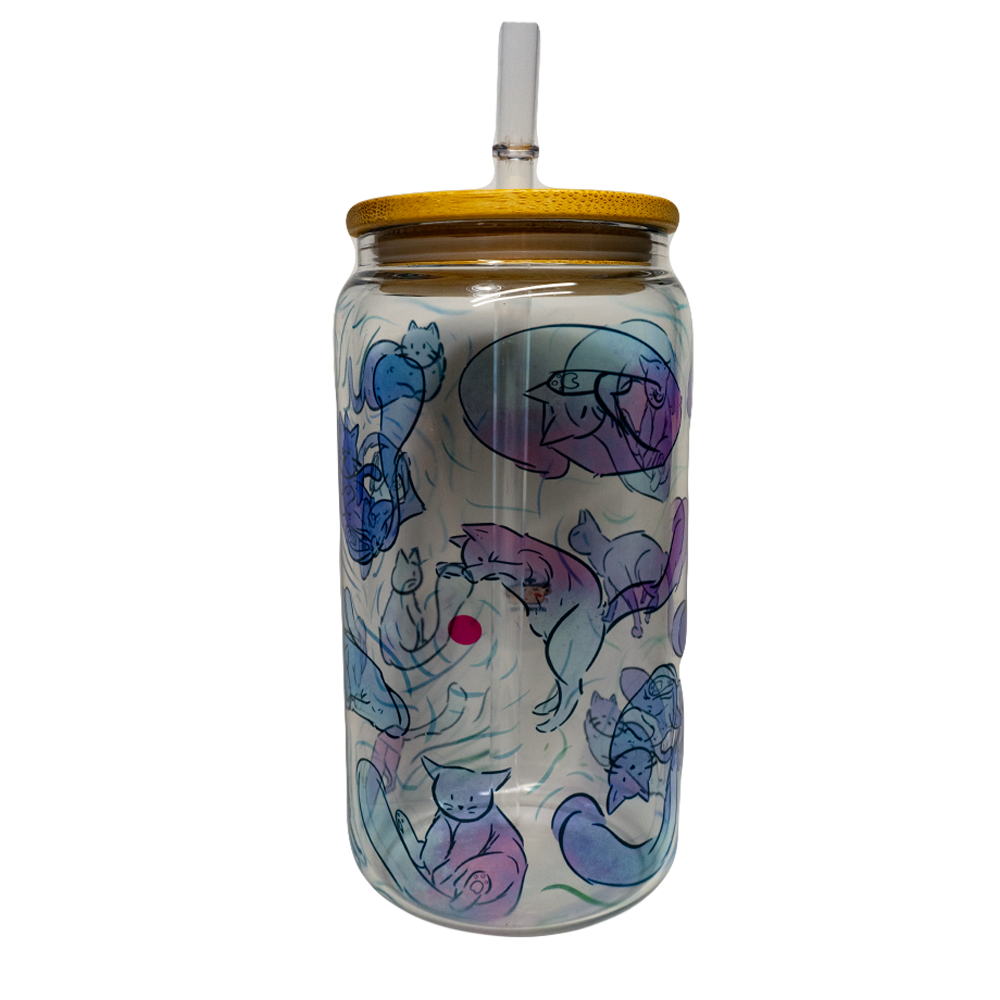 BICCHIERE VETRO LUCIDO "GATTI BLU"