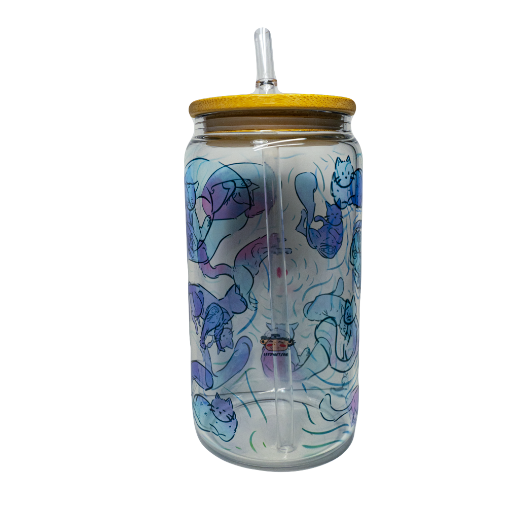 BICCHIERE VETRO LUCIDO "GATTI BLU"