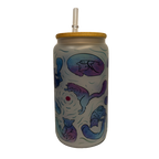 BICCHIERE VETRO OPACO "GATTI BLU"