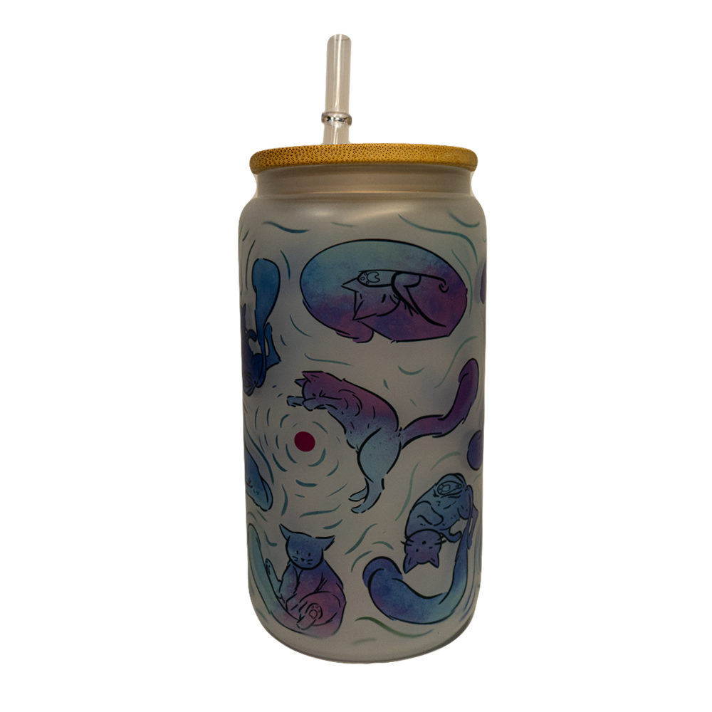 BICCHIERE VETRO OPACO "GATTI BLU"