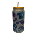 BICCHIERE VETRO OPACO "GATTI BLU"