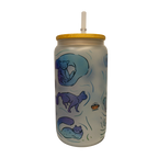 BICCHIERE VETRO OPACO "GATTI BLU"