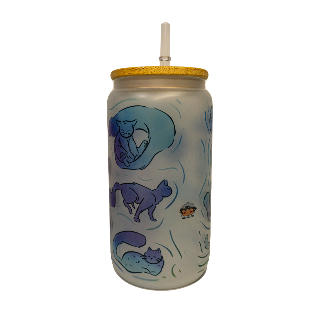 BICCHIERE VETRO OPACO "GATTI BLU"