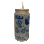 BICCHIERE VETRO OPACO "GATTI BLU"