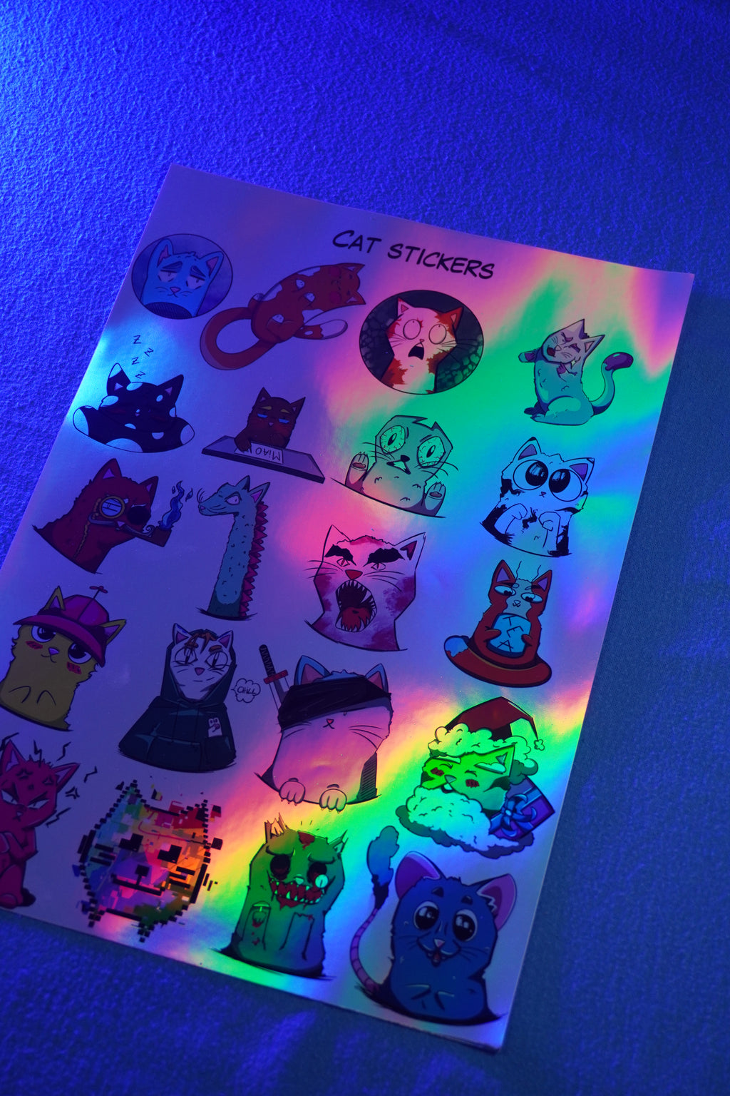 20 STICKERS CAT HOLOGRAFICI
