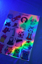20 STICKERS CAT HOLOGRAFICI