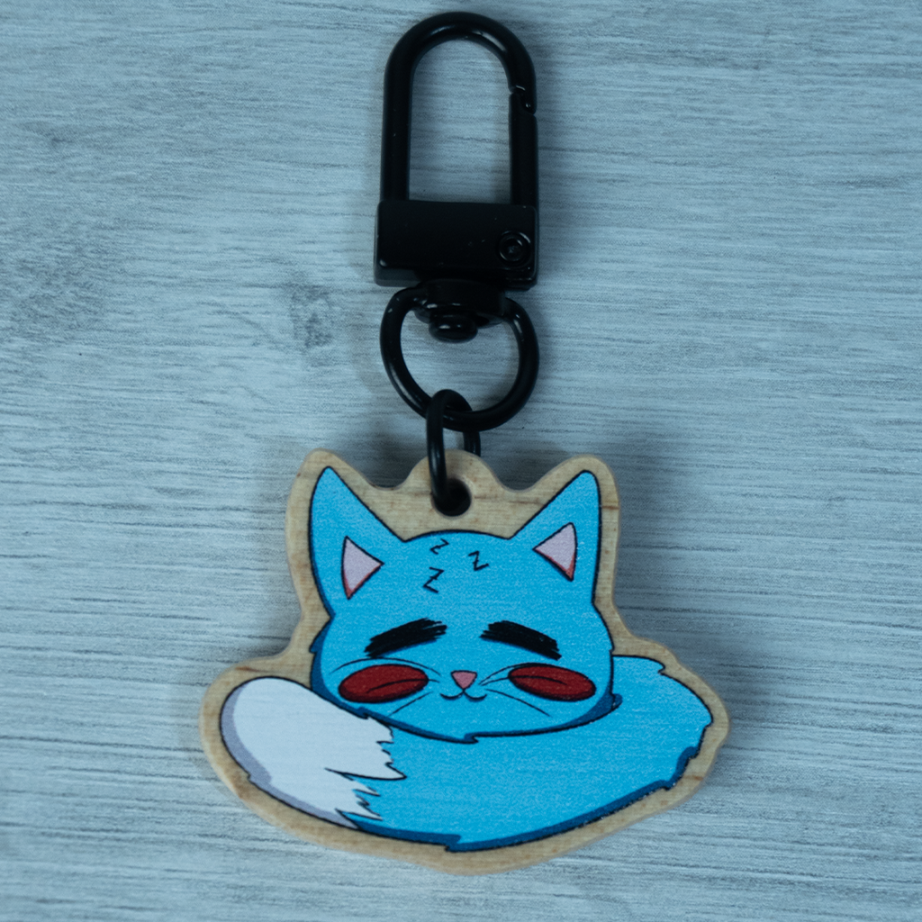 "Wooden Cat" Keychain