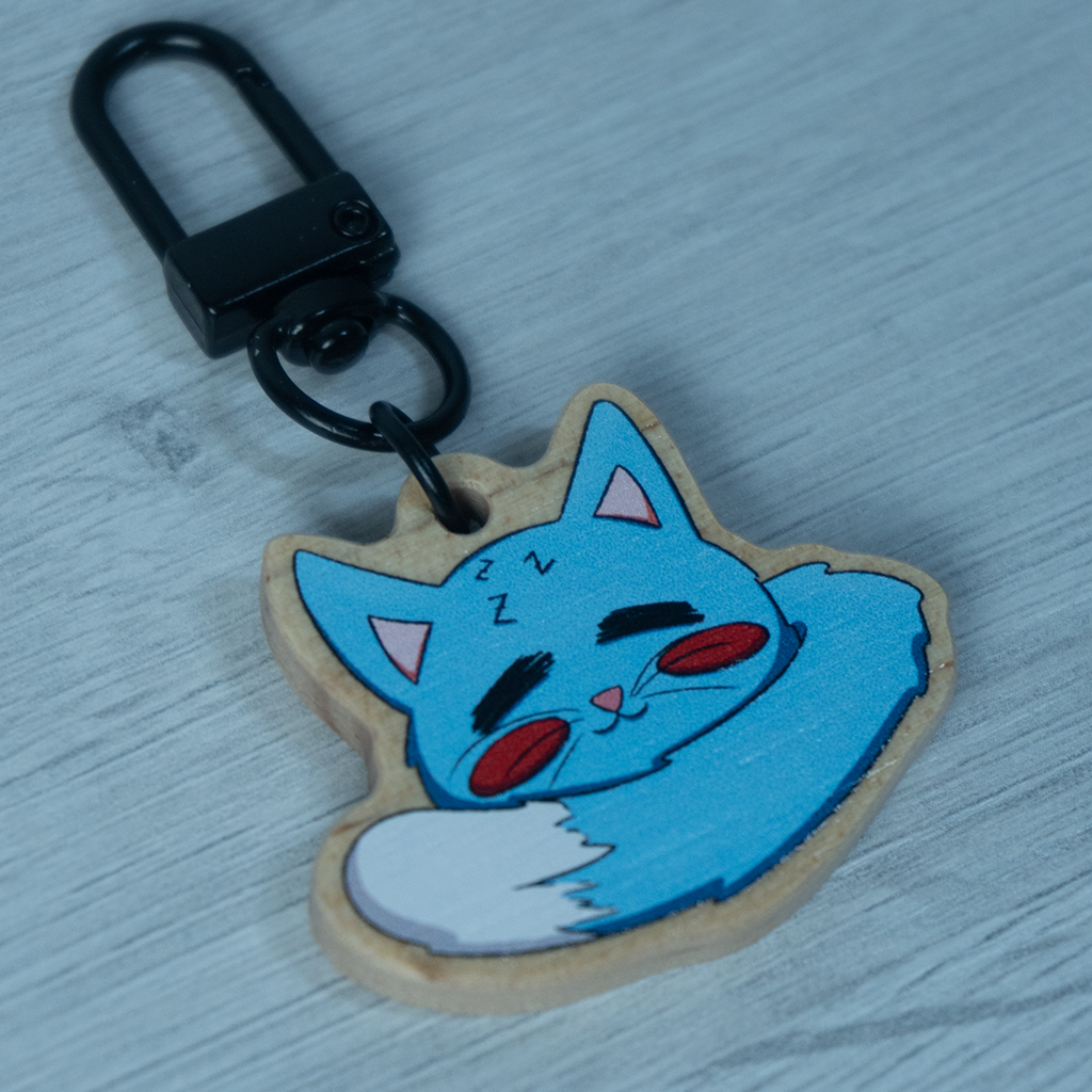 "Wooden Cat" Keychain