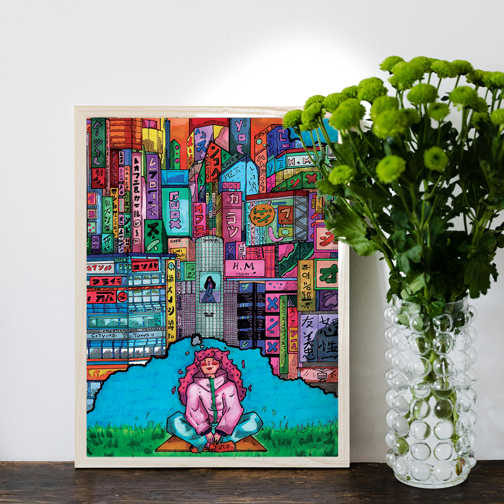 PRINT - DRAWING: Thoughts in Shibuya | LEEZYART