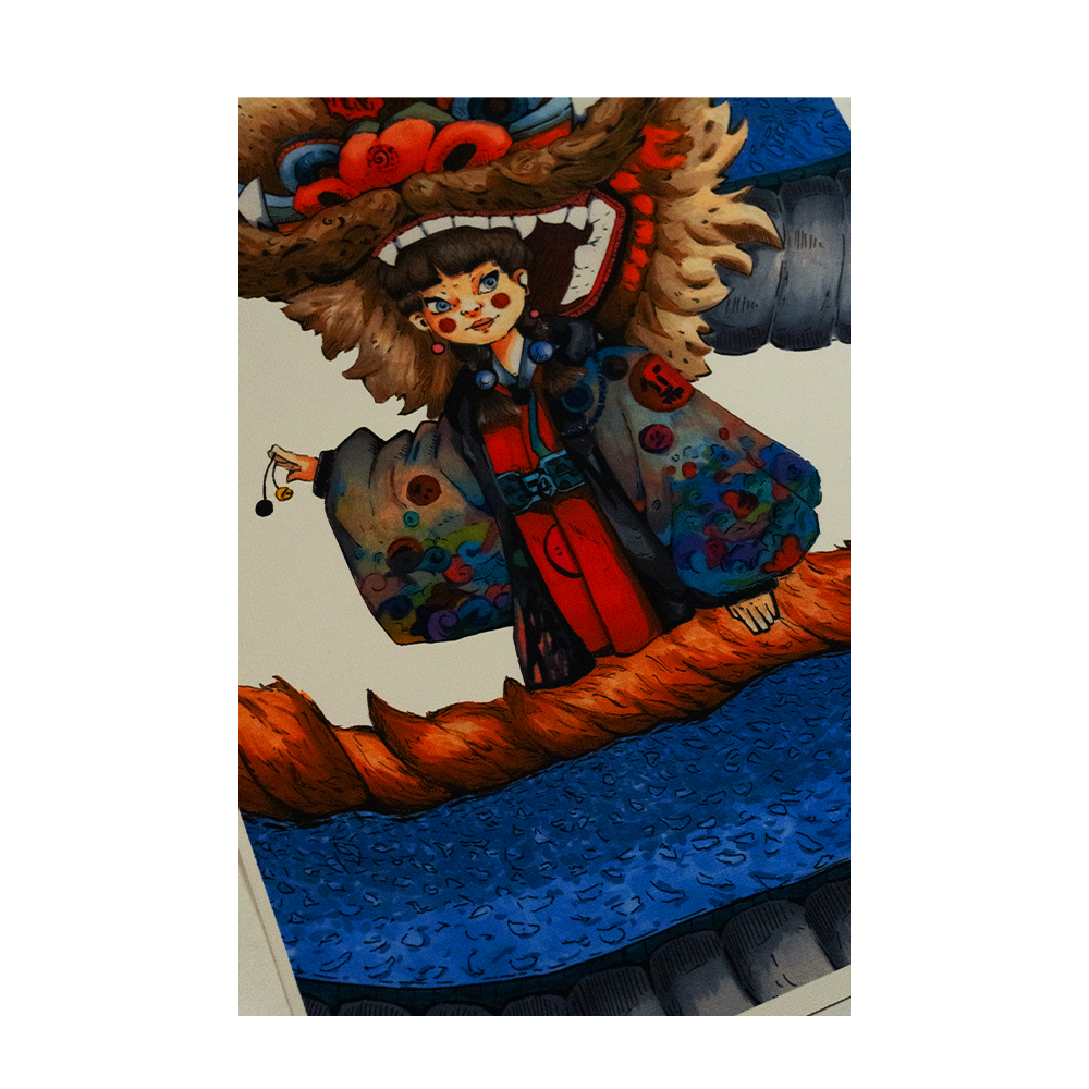 LA RAGAZZA DRAGO SU TELA