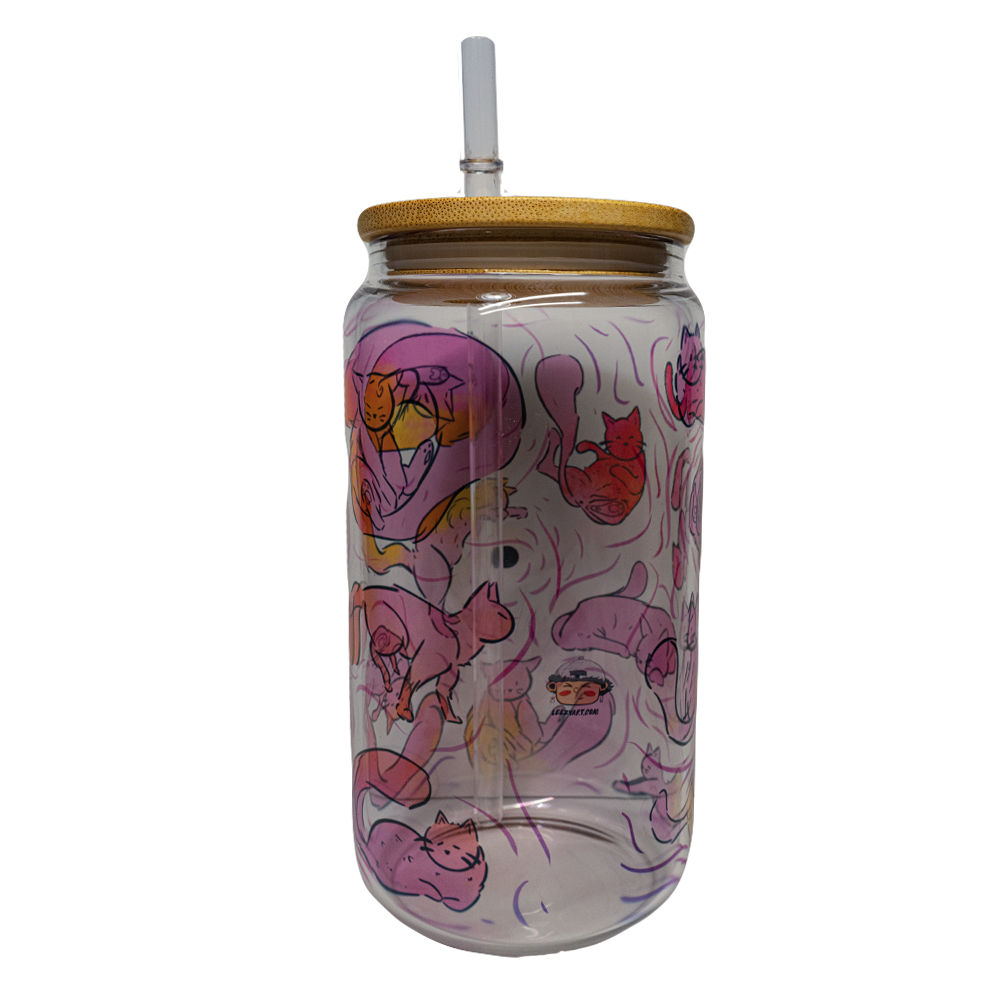 BICCHIERE VETRO LUCIDO "GATTI ROSA"