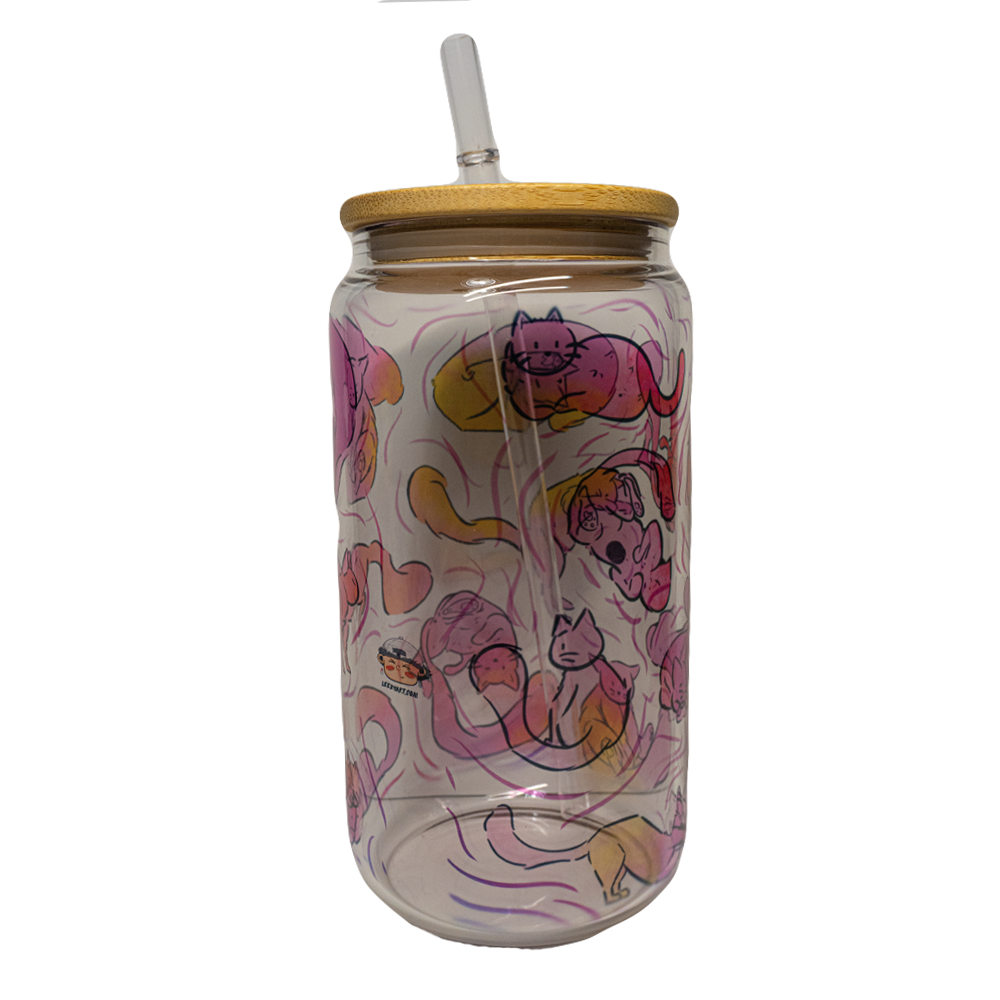 BICCHIERE VETRO LUCIDO "GATTI ROSA"