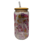 BICCHIERE VETRO LUCIDO "GATTI ROSA"