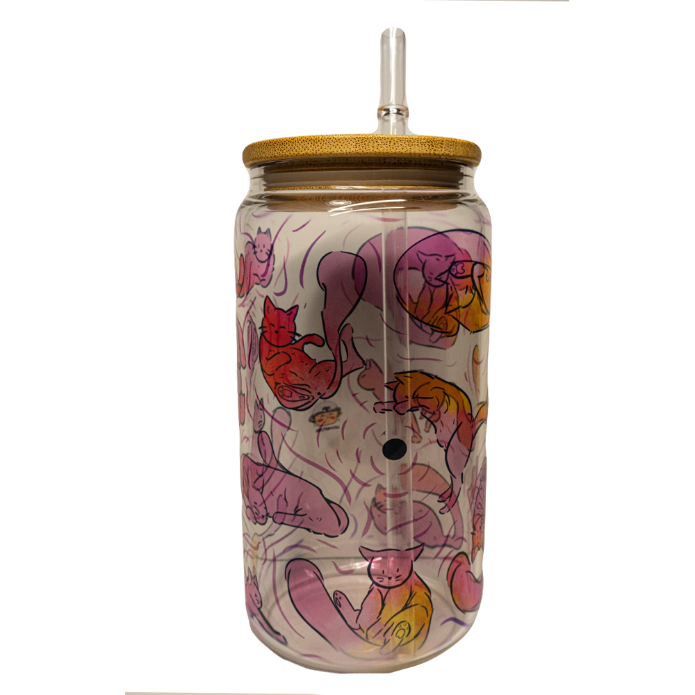 BICCHIERE VETRO LUCIDO "GATTI ROSA"