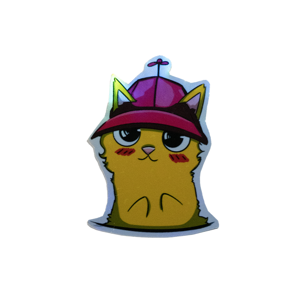 STICKER GATTO GIALLO CON CAPPELLO